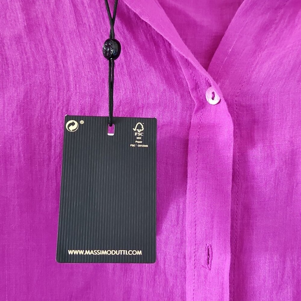 *SOLD* NWT MASSIMO DUTTI | Oversized Ramie Shirt Button Down Purple Sz XS - Picture 4 of 6